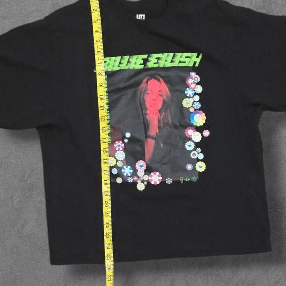 Billie Eilish x Takashi Murakami Shirt Medium Black Uniqlo Short Sleeve Tee - Picture 4 of 5